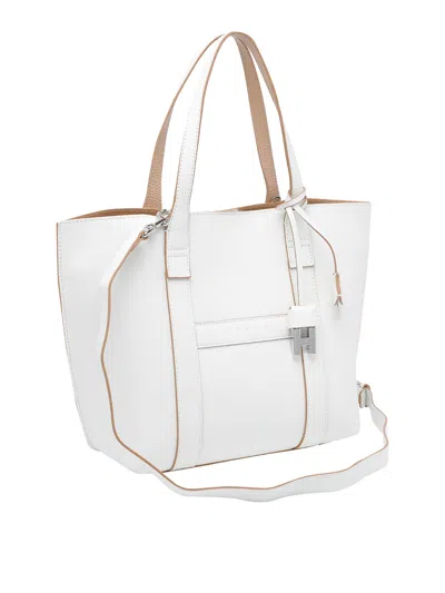 Hogan Script Shopping Bag In White