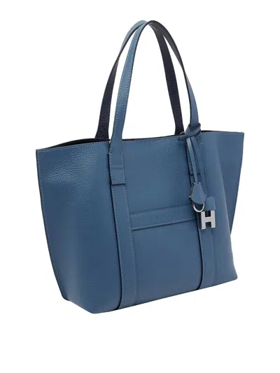 Hogan Script Shopping Bag In Blue