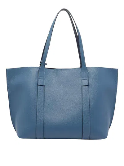 Hogan Medium  Script Shopping Bag In Blue