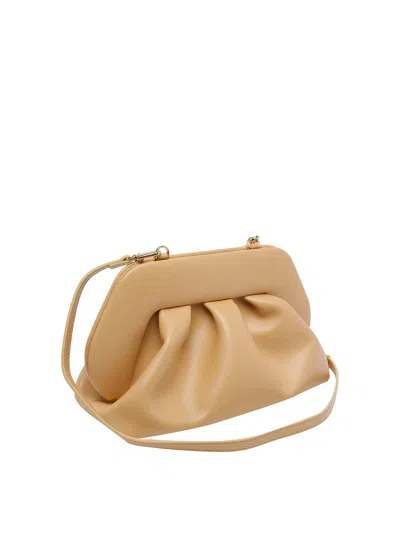 Themoirè Pleated Rectangular Clutch Adaptable Strap In Sand