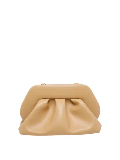 Themoirè Pleated Rectangular Clutch Adaptable Strap In Sand