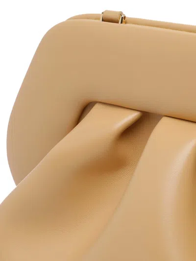 Themoirè Pleated Rectangular Clutch Adaptable Strap In Sand