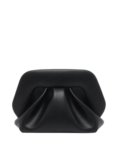 Themoirè Structured Black Bios Clutch With Magnetic Closure In Black