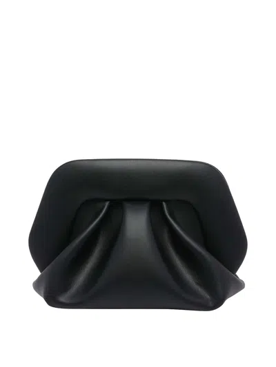 Themoirè Structured Black Bios Clutch With Magnetic Closure In Black