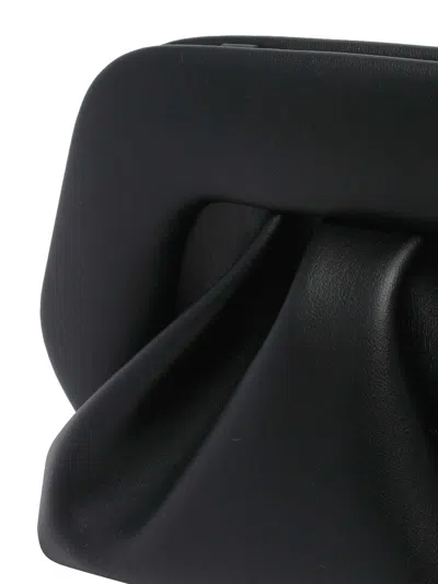 Themoirè Structured Black Bios Clutch With Magnetic Closure In Black