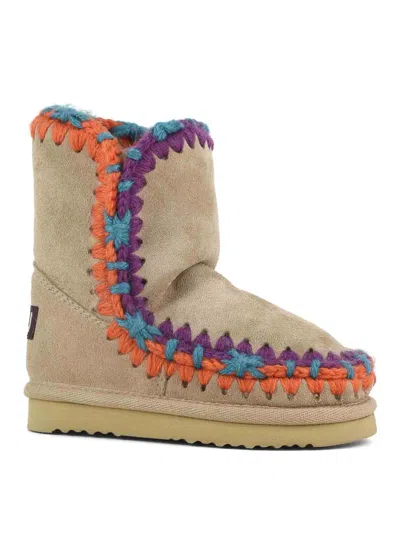 Mou Eskimo Contrast-stitching Snow Boots In Brown