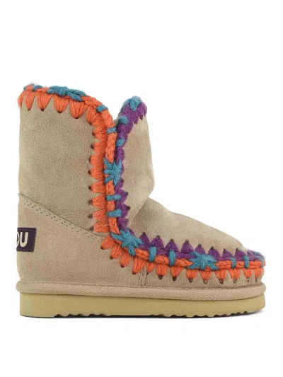 Mou Eskimo Contrast-stitching Snow Boots In Brown