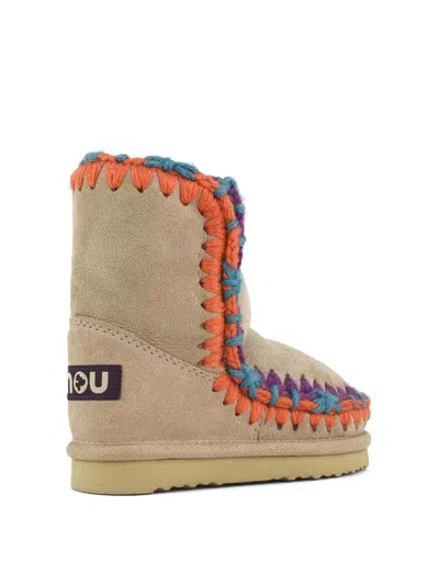 Mou Eskimo Contrast-stitching Snow Boots In Brown
