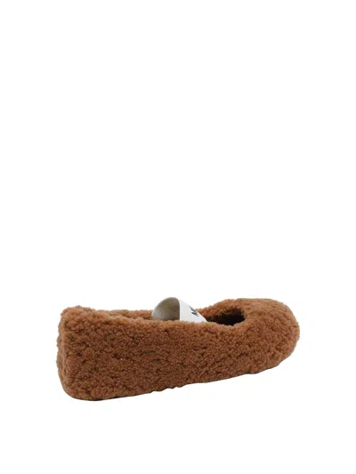 Moon Boot Shearling Ballerina Flats In Brown