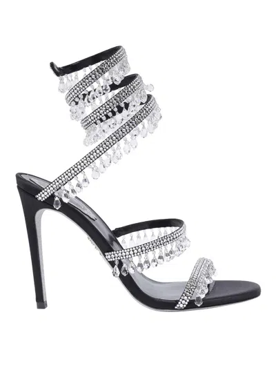 René Caovilla Chandelier 105 Rhinestone Embellished Sandals In Black