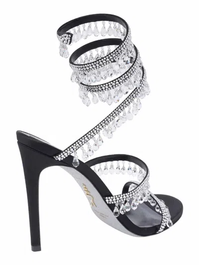 René Caovilla Chandelier 105 Rhinestone Embellished Sandals In Black