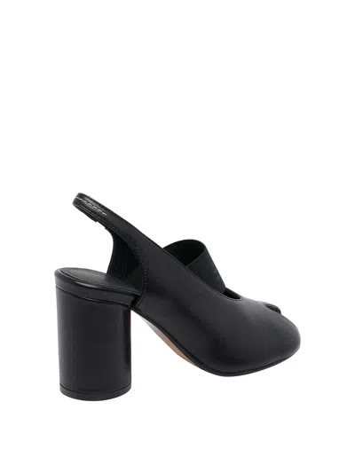 Mm6 Maison Margiela Sculpted Slingback Sandals With Tabi Split Toe And 8 Cm Heel In Black