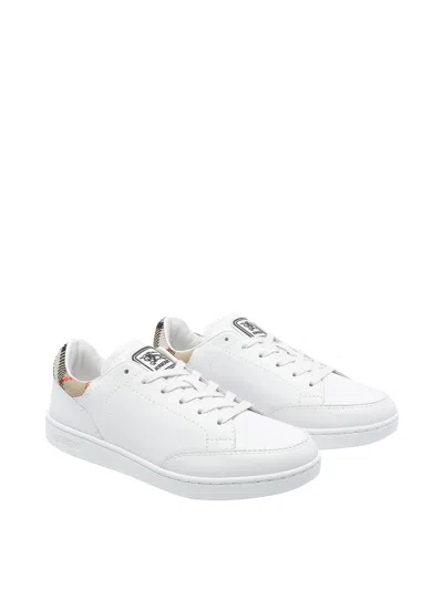 Burberry Low Top Sneakers Contrast Heel Detail Rubber Sole In Multi
