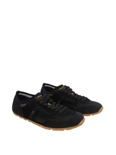 Balmain Racer 45 Suede And Perforated Mesh Sneakers In Multi