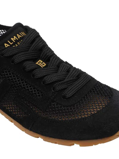 Balmain Racer 45 Suede And Perforated Mesh Sneakers In Multi