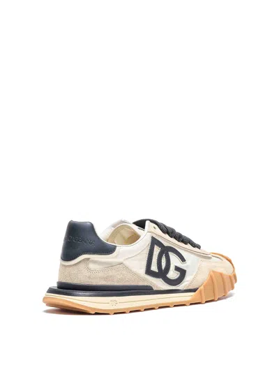 Dolce & Gabbana Dg Athletic Black Low Top Sneakers With Logo Patch On The Tongue And Maxi Logo On The Side In Suede  In Brown