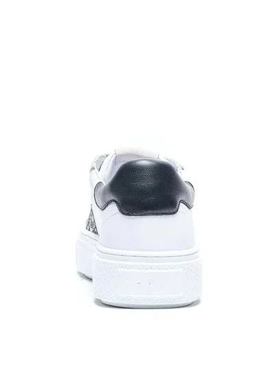 Hogan Crosswind Nappa Leather And Suede Sneakers With Glitter H Detail In White