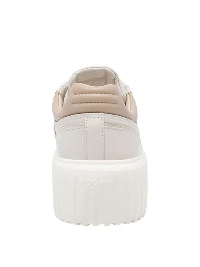 Hogan H-stripes Smooth Leather Sneakers In Neutral