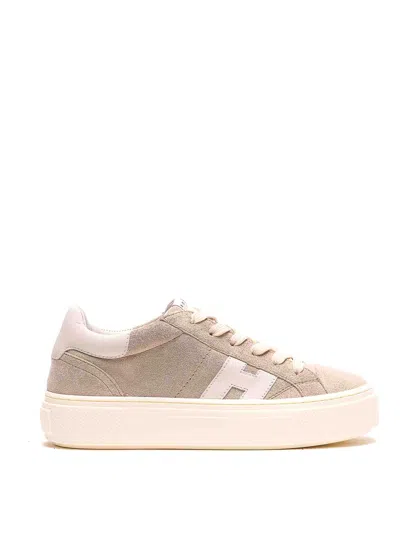 Hogan Grey Crosswind Calfskin Suede Sneakers In Neutral