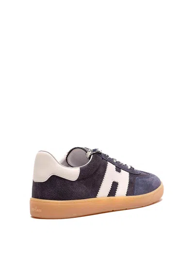 Hogan Navy Suede Leather H Sneakers In Black
