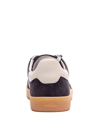 Hogan Navy Suede Leather H Sneakers In Black