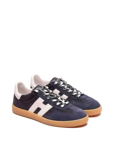 Hogan Navy Suede Leather H Sneakers In Black