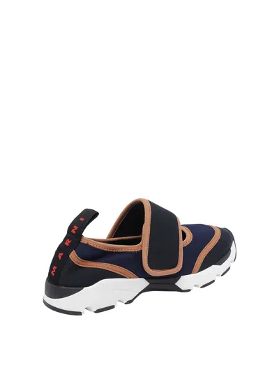 Marni Dark Blue And Black Mary Jane Running Polyamide Sneakers In Multi