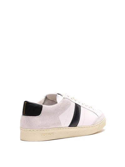 Tom Ford Panelled Suede And Grained Leather Sneakers In Multi