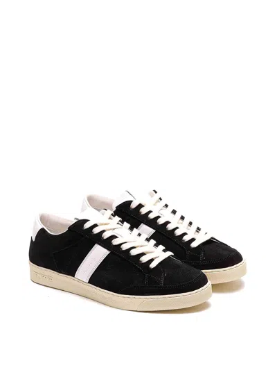 Tom Ford Blake Leather-trimmed Suede Sneakers In Black