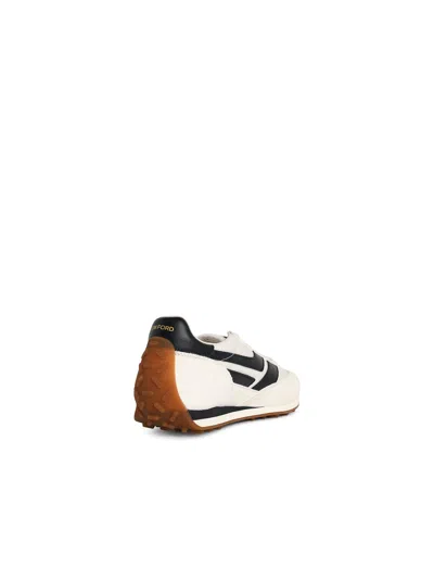Tom Ford Low-profile White Sneakers With Black Leather Accents In White
