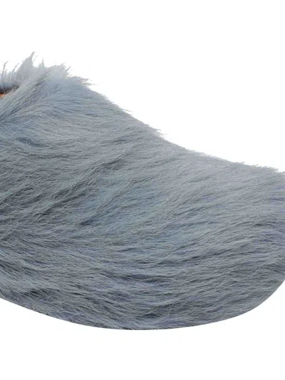 Marni Aquamarine Long Hair Calfskin Fussbett Sabot In Blue
