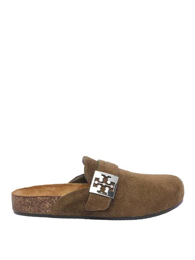 Tory Burch Leather Mellow Mules In Green