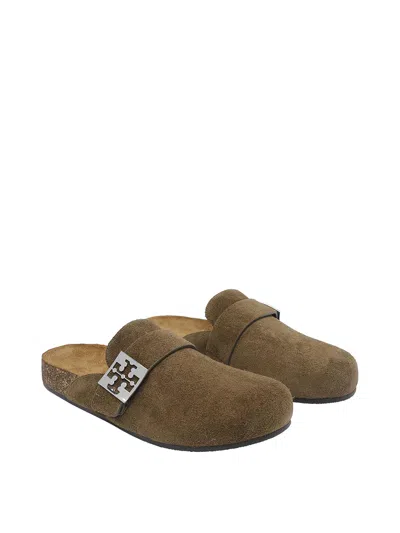 Tory Burch Leather Mellow Mules In Green