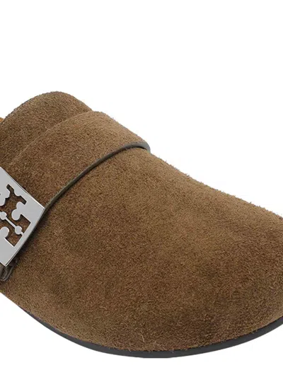 Tory Burch Leather Mellow Mules In Green