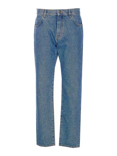 Balmain Regular Denim Pants In Blue