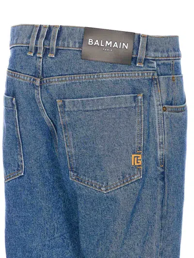 Balmain Regular Denim Pants In Blue