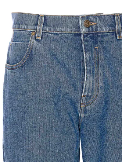 Balmain Regular Denim Pants In Blue