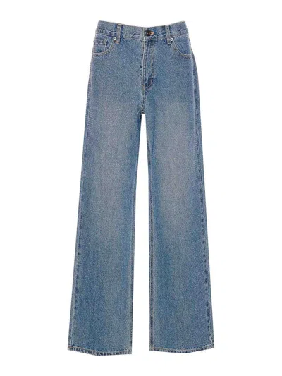 Self-portrait Womens Self Portrait Rhinestone Straight-leg Denim Jeans In Blue