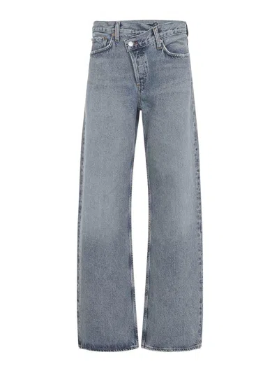 Agolde Conclusion Blue Regenerated Cotton Arc Criss Cross Jeans