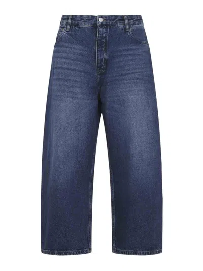 Studio Nicholson Paolo Wide Leg Denim Trousers Belt Loops In Blue