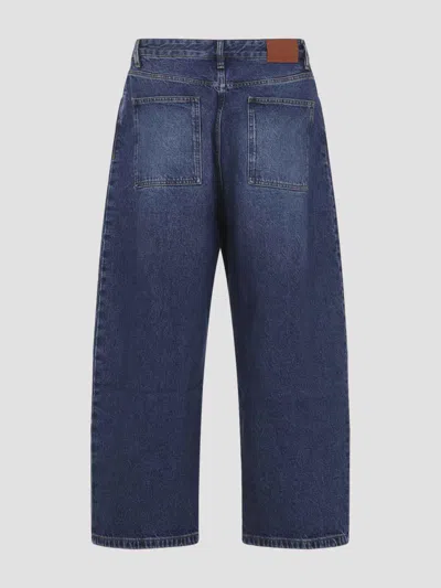 Studio Nicholson Paolo Wide Leg Denim Trousers Belt Loops In Blue