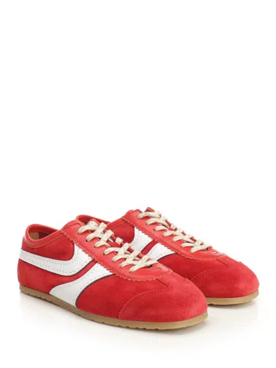 Dries Van Noten 70s Marathon Spirit Suede Low-top Sneakers In Red