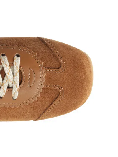 Dries Van Noten Women Beige Low-top Sneakers With Two-tone Lace-up In Suede Woman In Brown