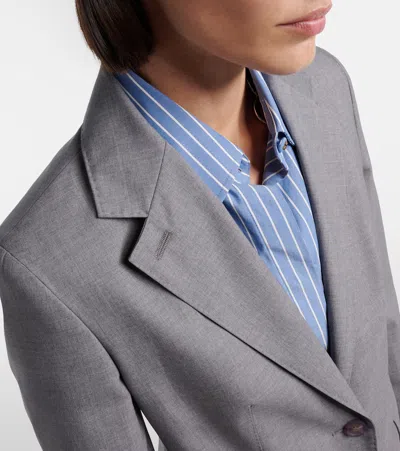Max Mara Flap Pockets Long Sleeves Notched Lapels Jackets In Gray