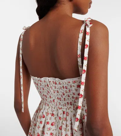 Dolce & Gabbana Lace-trimmed Floral-print Cotton-blend Poplin Bustier Mini Dress In Multi