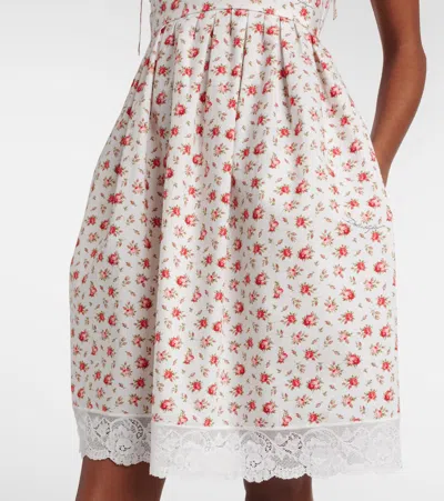 Dolce & Gabbana Lace-trimmed Floral-print Cotton-blend Poplin Bustier Mini Dress In Multi