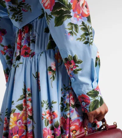 Dolce & Gabbana Floral Shirt Collared Neck Long Sleeves Tie Front In Blue