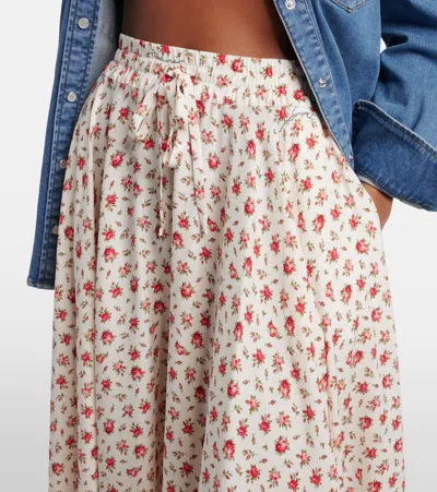 花卉真丝混纺中长半身裙