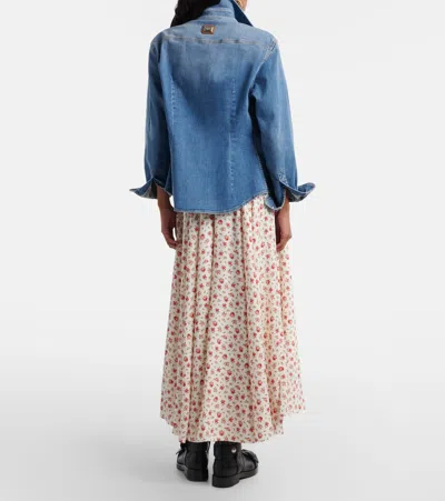 花卉真丝混纺中长半身裙