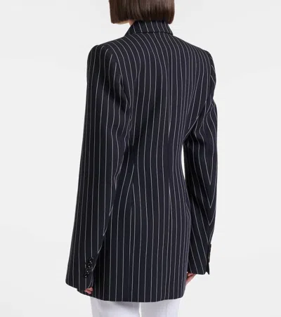 Mugler Pinstripe Double-breasted Jacket In Blue